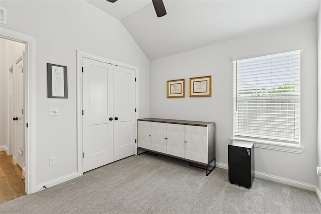 16309 Rangeland Dr, Oklahoma City, OK 73170 - bedroom featuring vaulted ceiling, baseboards, a ceiling fan, and a closet