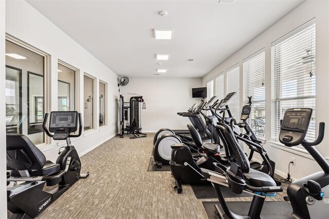 16309 Rangeland Dr, Oklahoma City, OK 73170 - exercise room with baseboards and carpet floors