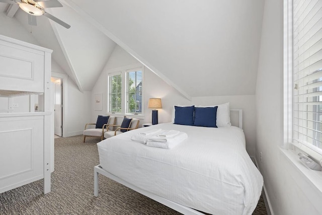 43 Center Ln, Carlton Landing, OK 74432 - carpeted bedroom with vaulted ceiling and ceiling fan