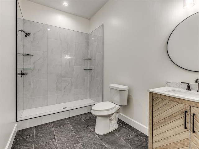 1800 NW 41st St, Oklahoma City, OK 73118 - full bathroom with toilet, baseboards, vanity, and a tile shower