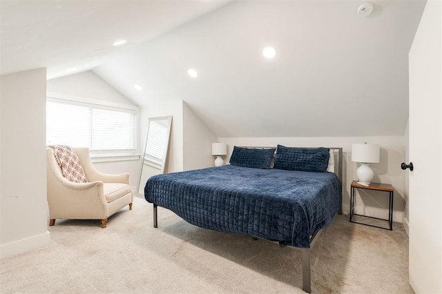 2237 NW 30th St, Oklahoma City, OK 73112 - carpeted bedroom featuring lofted ceiling, baseboards, and recessed lighting