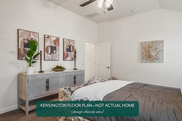 24119 Western Ave, Washington, OK 73093 - carpeted bedroom featuring lofted ceiling and a ceiling fan