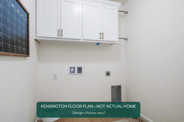 24119 Western Ave, Washington, OK 73093 - washroom featuring washer hookup, cabinet space, electric dryer hookup, and baseboards