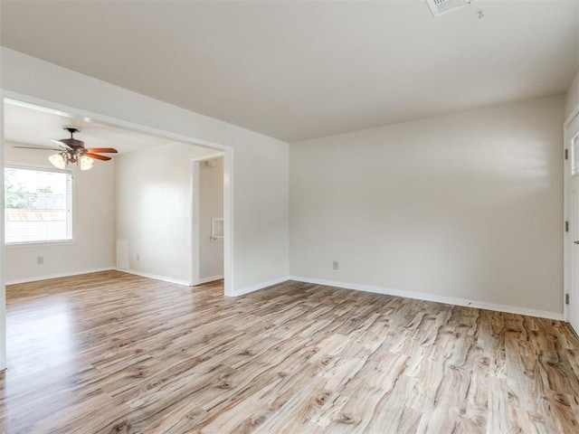 1829 Westchester Dr, Oklahoma City, OK 73120 - spare room featuring light wood-type flooring, baseboards, and ceiling fan