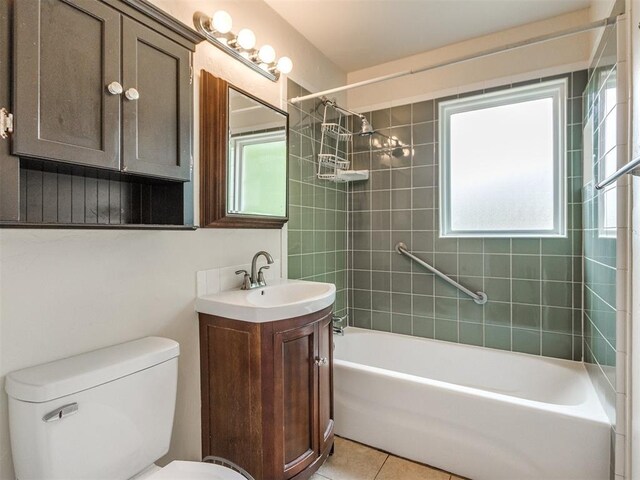 1829 Westchester Dr, Oklahoma City, OK 73120 - bathroom with toilet, bathing tub / shower combination, vanity, and tile patterned flooring
