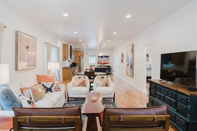 221 Alameda St, Norman, OK 73069 - living area featuring recessed lighting, light wood-style floors, and baseboards