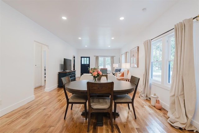 221 Alameda St, Norman, OK 73069 - dining room with light wood-style flooring, baseboards, and recessed lighting