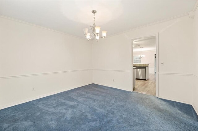 3222 Wilshire Ter, Oklahoma City, OK 73116 - carpeted spare room with a chandelier, ornamental molding, and baseboards