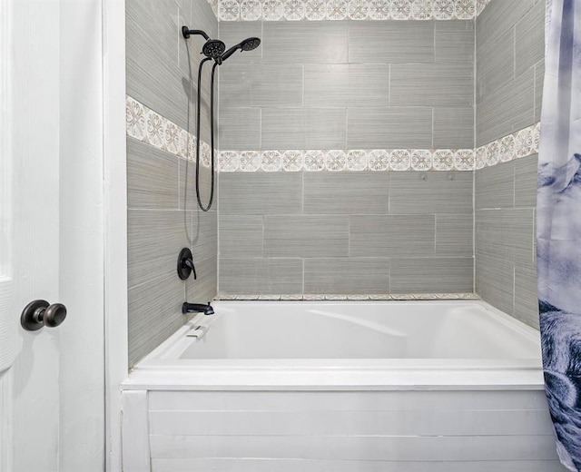 full bathroom featuring shower / tub combo with curtain