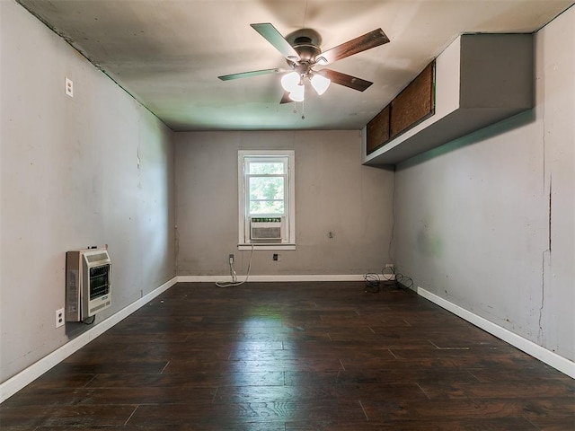 3617 N Westmont St, Oklahoma City, OK 73118 - empty room featuring heating unit, hardwood / wood-style floors, ceiling fan, and baseboards