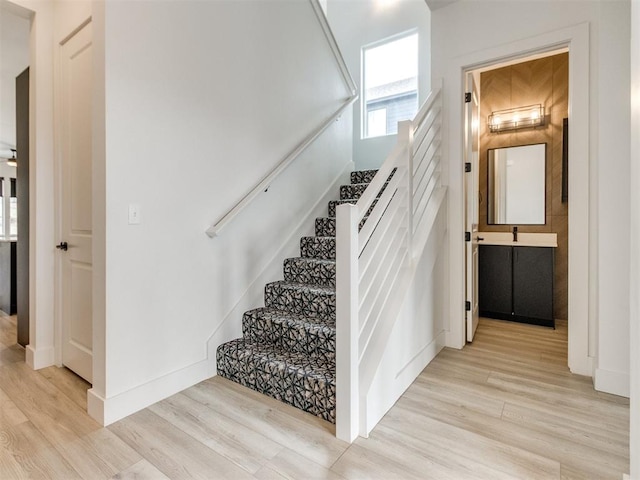 8916 NW 130th St, Oklahoma City, OK 73142 - staircase with wood finished floors