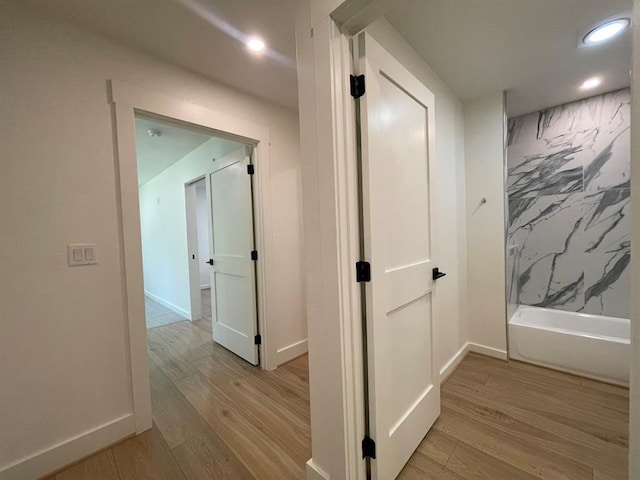 1920 Glover Golden Rd, Broken Bow, OK 74728 - hall featuring light wood-type flooring, recessed lighting, and baseboards