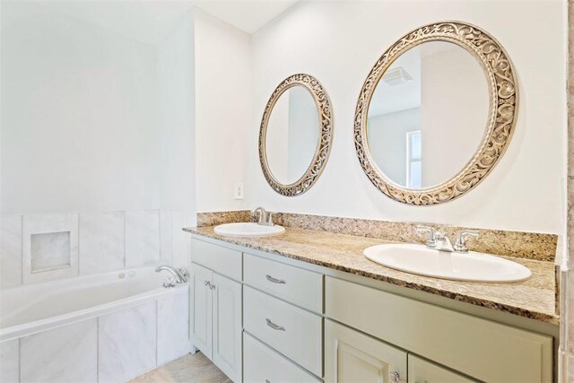 9801 Ashley Pl, Oklahoma City, OK 73120 - bathroom with double vanity and a garden tub