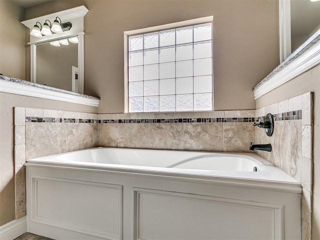 bathroom featuring a garden tub
