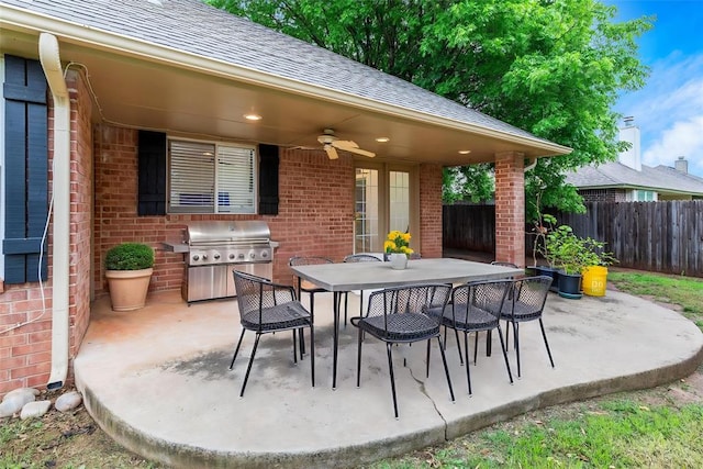 2617 Tracys Ter, Edmond, OK 73013 - view of patio with a ceiling fan and outdoor dining space