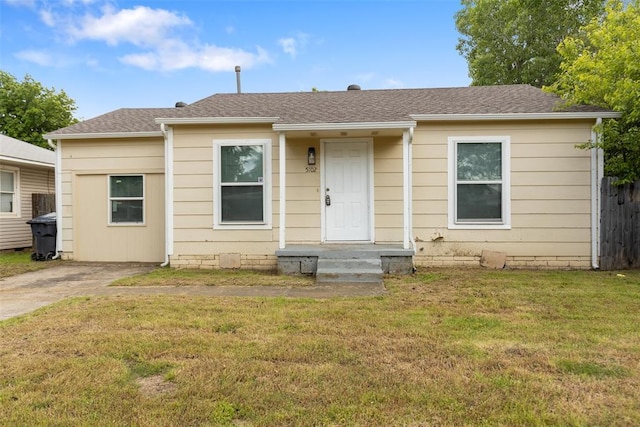 5102 N Beaver Ave, Bethany, OK 73008 - bungalow-style home with a front lawn and a shingled roof