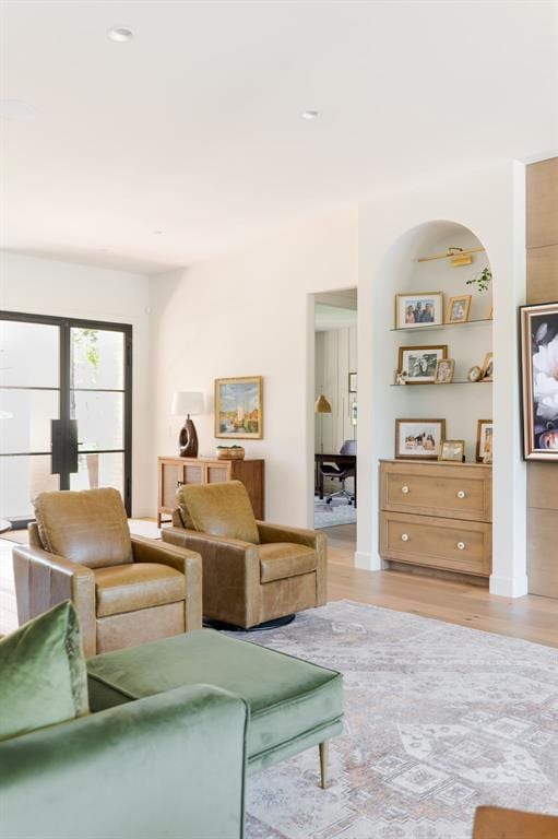living area featuring light wood finished floors