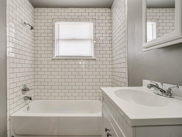 full bathroom featuring shower / washtub combination and vanity