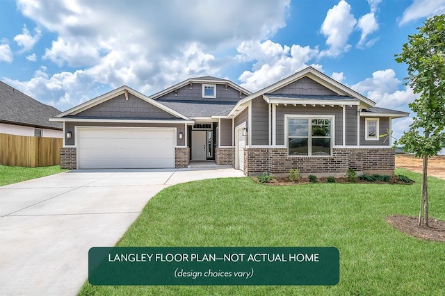 craftsman-style house with a garage, driveway, and brick siding