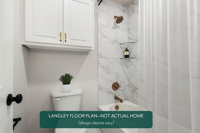 bathroom featuring shower / bath combo and toilet