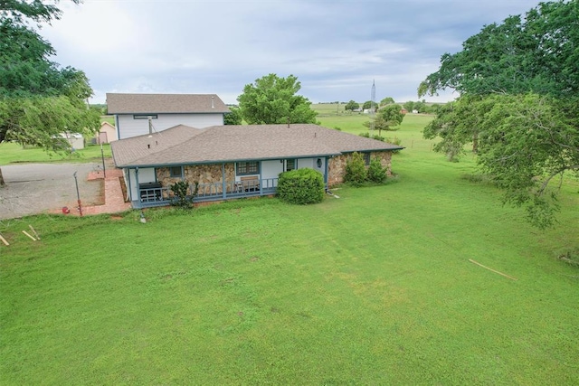 11747 N 2240th Rd, Cordell, OK 73632 - back of house with covered porch and a yard