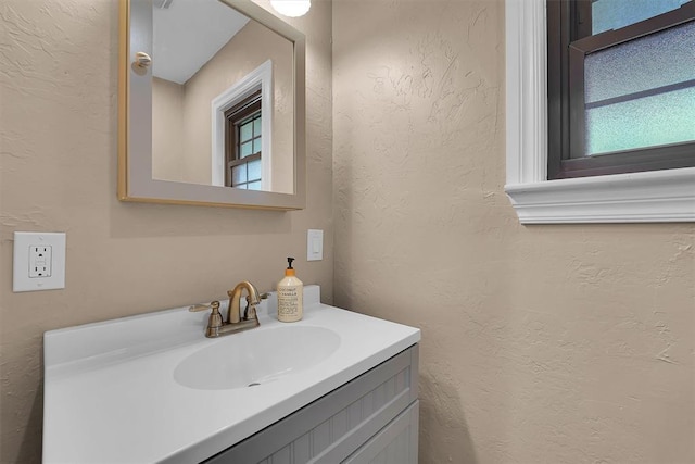 11747 N 2240th Rd, Cordell, OK 73632 - bathroom featuring vanity and a textured wall