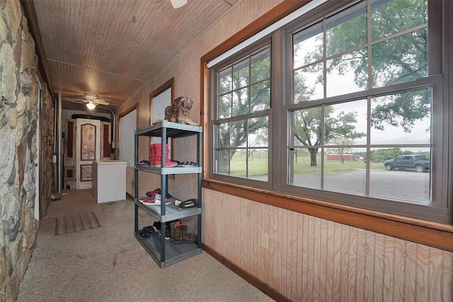 11747 N 2240th Rd, Cordell, OK 73632 - hall with wooden ceiling and carpet