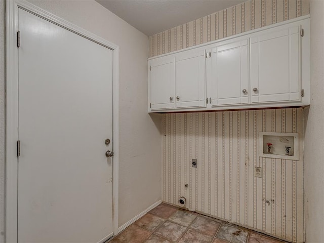 8709 NW 86th St, Oklahoma City, OK 73132 - washroom with electric dryer hookup, cabinet space, and washer hookup