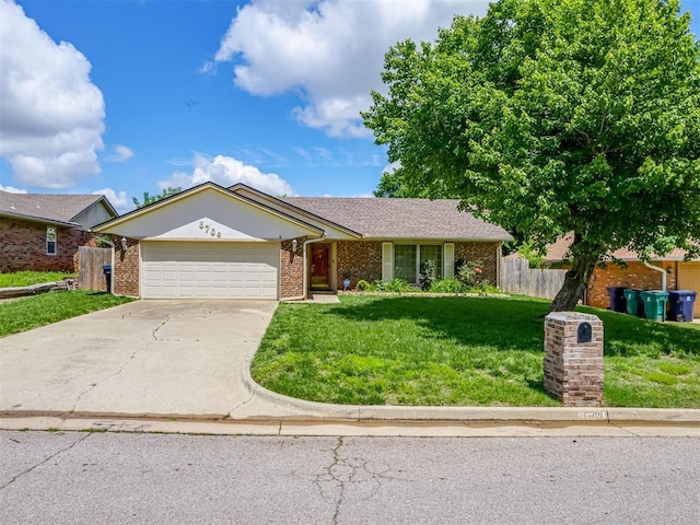 8709 NW 86th St, Oklahoma City, OK 73132 - ranch-style home with a garage, driveway, and brick siding