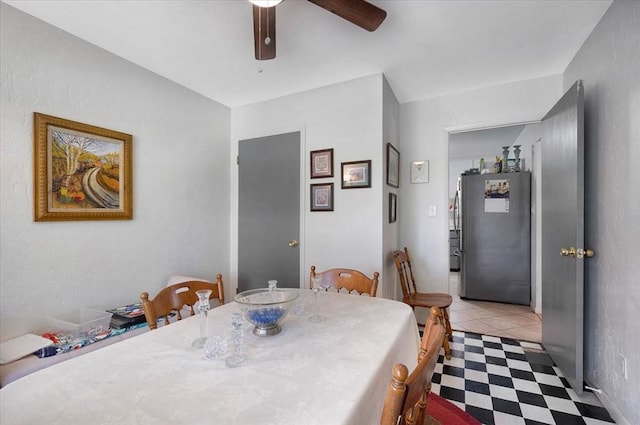 dining space featuring a ceiling fan