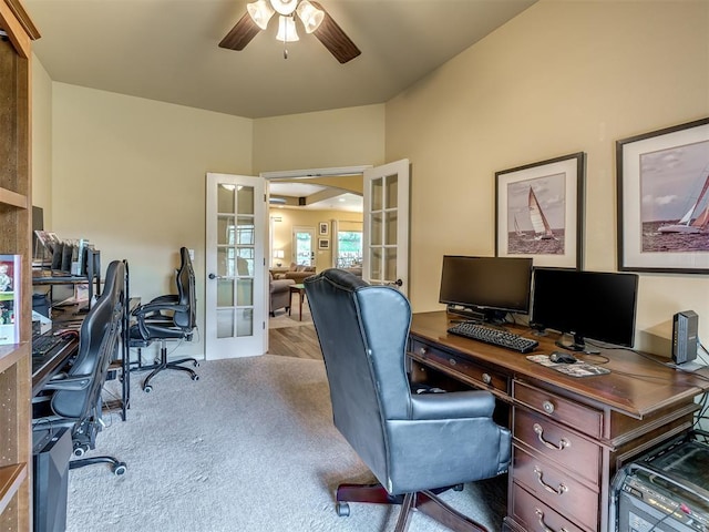 15101 SE 58th St, Choctaw, OK 73020 - carpeted home office with french doors and ceiling fan