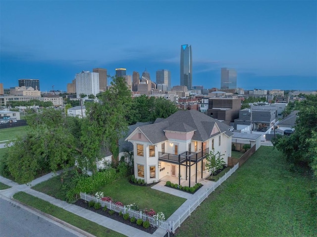 614 NW 8th St Unit 1-4, Oklahoma City, OK 73102 - aerial view of property and surrounding area with a view of skyline