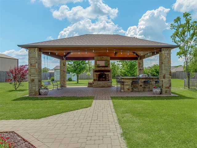 view of patio featuring a gazebo