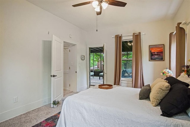 3715 N Mckinley Ave, Oklahoma City, OK 73118 - bedroom featuring carpet floors, a ceiling fan, baseboards, and access to exterior