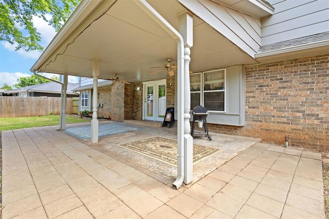 8309 NW 101st St, Oklahoma City, OK 73162 - view of patio featuring french doors and a ceiling fan