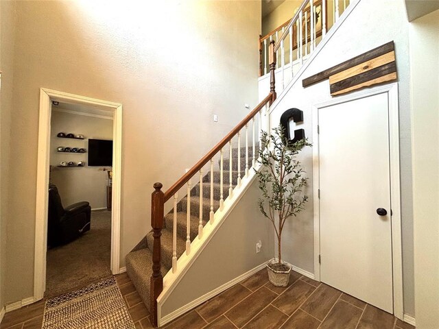 416 S Harrison Ave, Blanchard, OK 73010 - entrance foyer with a high ceiling and stairs