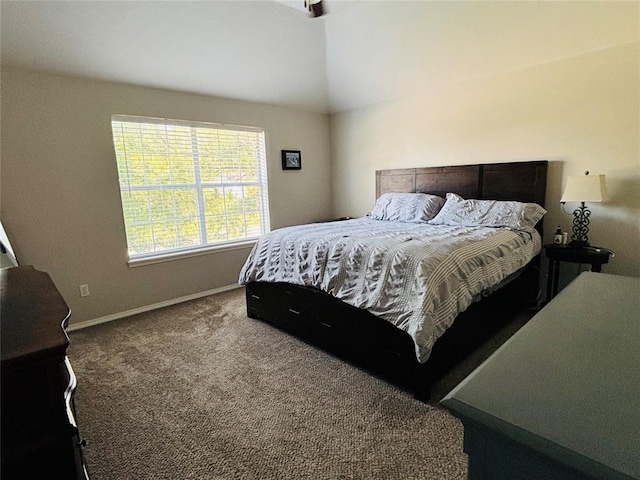416 S Harrison Ave, Blanchard, OK 73010 - carpeted bedroom featuring baseboards and vaulted ceiling