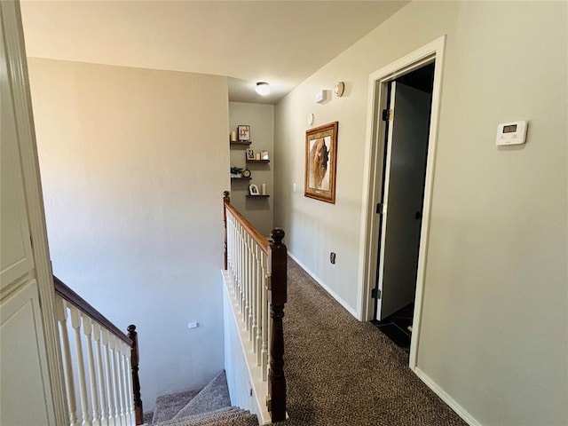 416 S Harrison Ave, Blanchard, OK 73010 - corridor with an upstairs landing, carpet flooring, and baseboards
