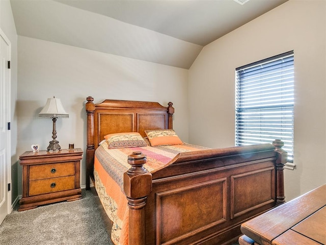 6965 Seabiscuit Ln, Guthrie, OK 73044 - bedroom featuring dark carpet and vaulted ceiling