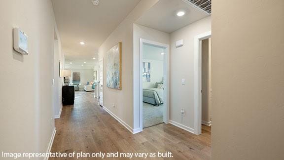 2504 Kathleens Xing, Yukon, OK 73099 - corridor with wood finished floors, recessed lighting, and baseboards