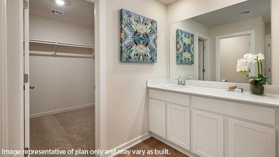 2504 Kathleens Xing, Yukon, OK 73099 - bathroom with vanity, baseboards, and a spacious closet