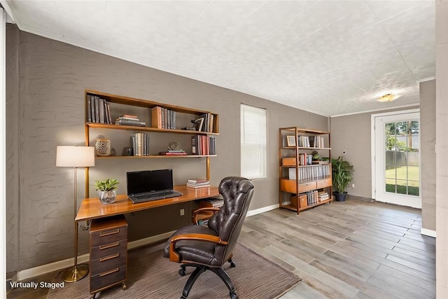 2545 W Eubanks St, Oklahoma City, OK 73112 - home office featuring wood finished floors and baseboards