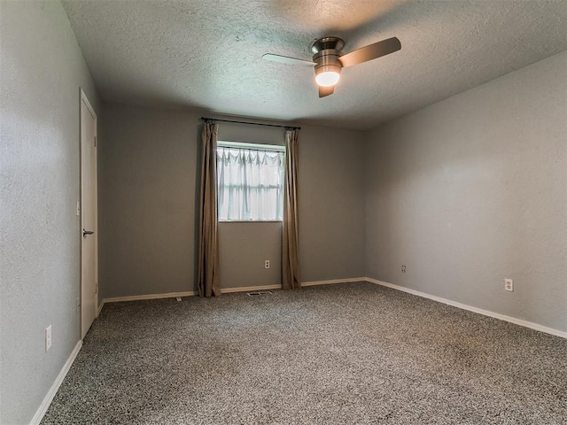 2916 Prairie Rose Ct, Oklahoma City, OK 73120 - empty room featuring ceiling fan, carpet flooring, a textured ceiling, and baseboards