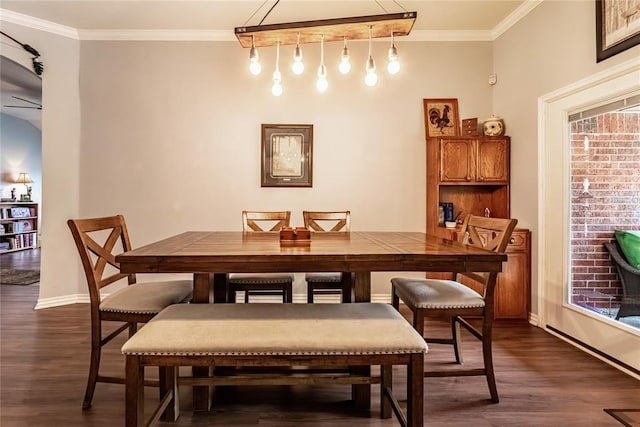 3305 Tecumseh Meadows Way, Norman, OK 73069 - dining room with dark wood-style flooring, baseboards, and ornamental molding