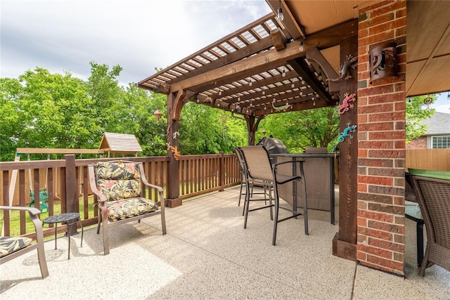 3305 Tecumseh Meadows Way, Norman, OK 73069 - view of patio featuring a pergola and fence