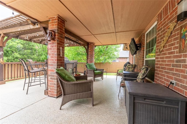 3305 Tecumseh Meadows Way, Norman, OK 73069 - view of patio / terrace featuring fence and a pergola