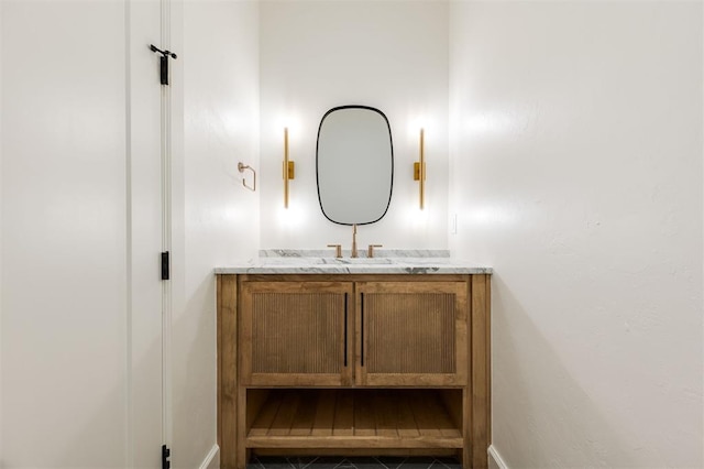 9213 NW 85th St, Yukon, OK 73099 - bathroom featuring vanity and baseboards