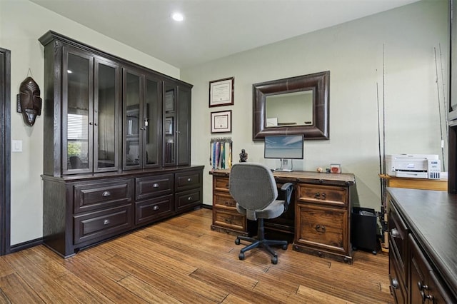 7941 E Sorghum Mill Rd, Edmond, OK 73034 - office space with wood finished floors, recessed lighting, and baseboards