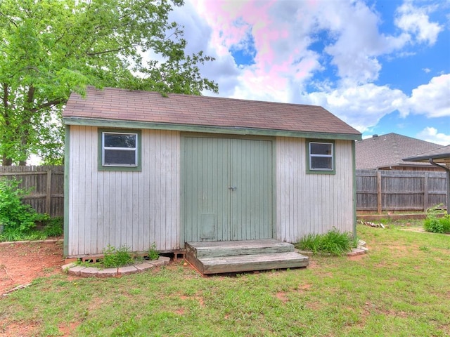 view of shed