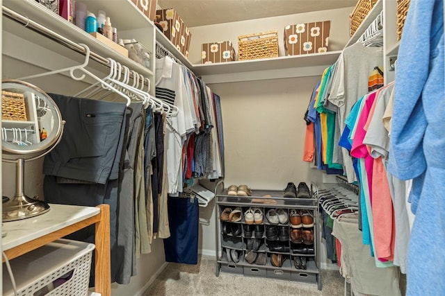 spacious closet with carpet flooring